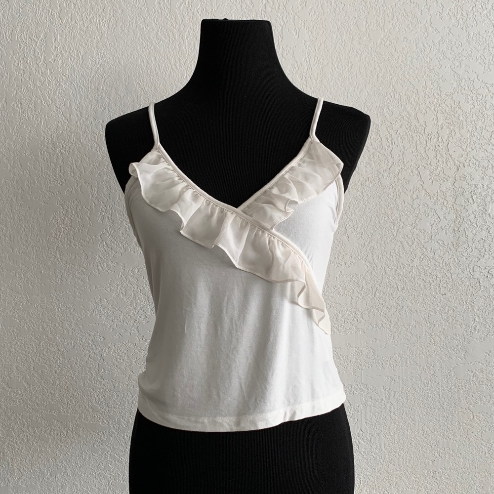 White Ruffled Tank Top